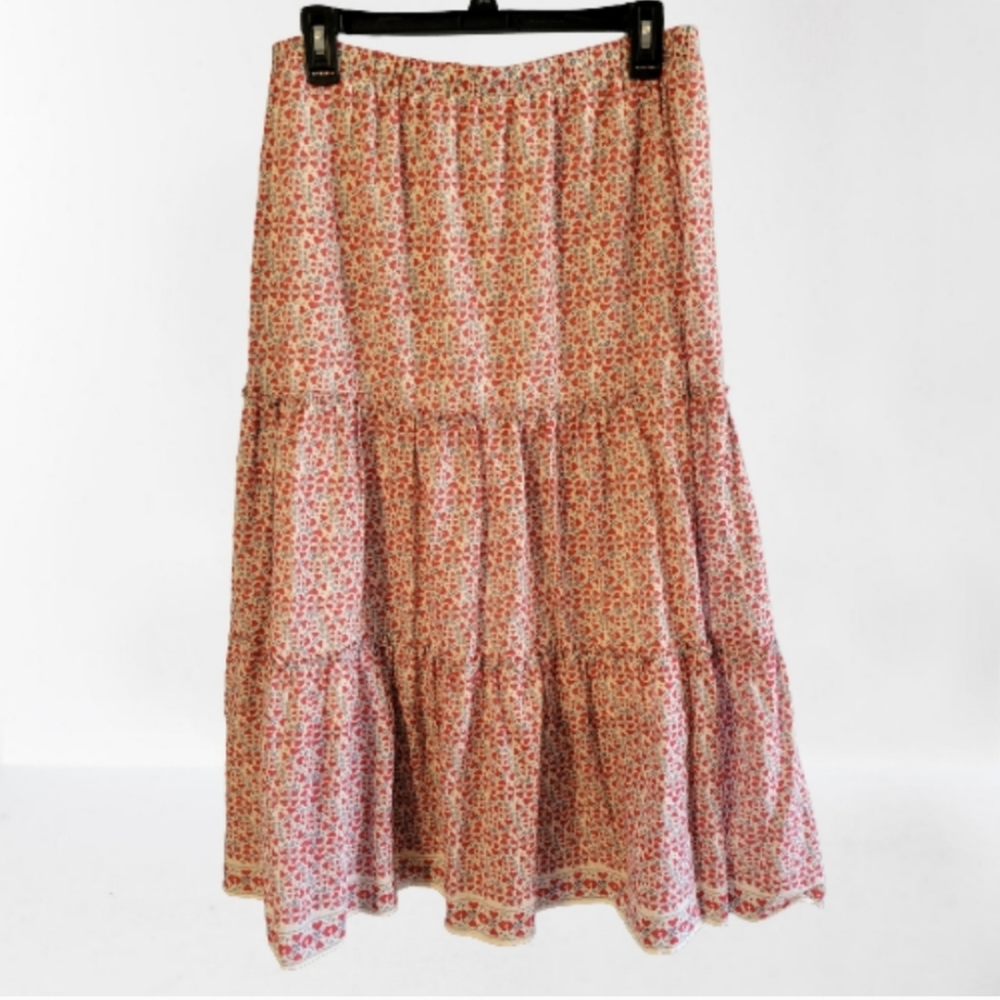 Max Studio tiered ruffled peasant prairie skirt